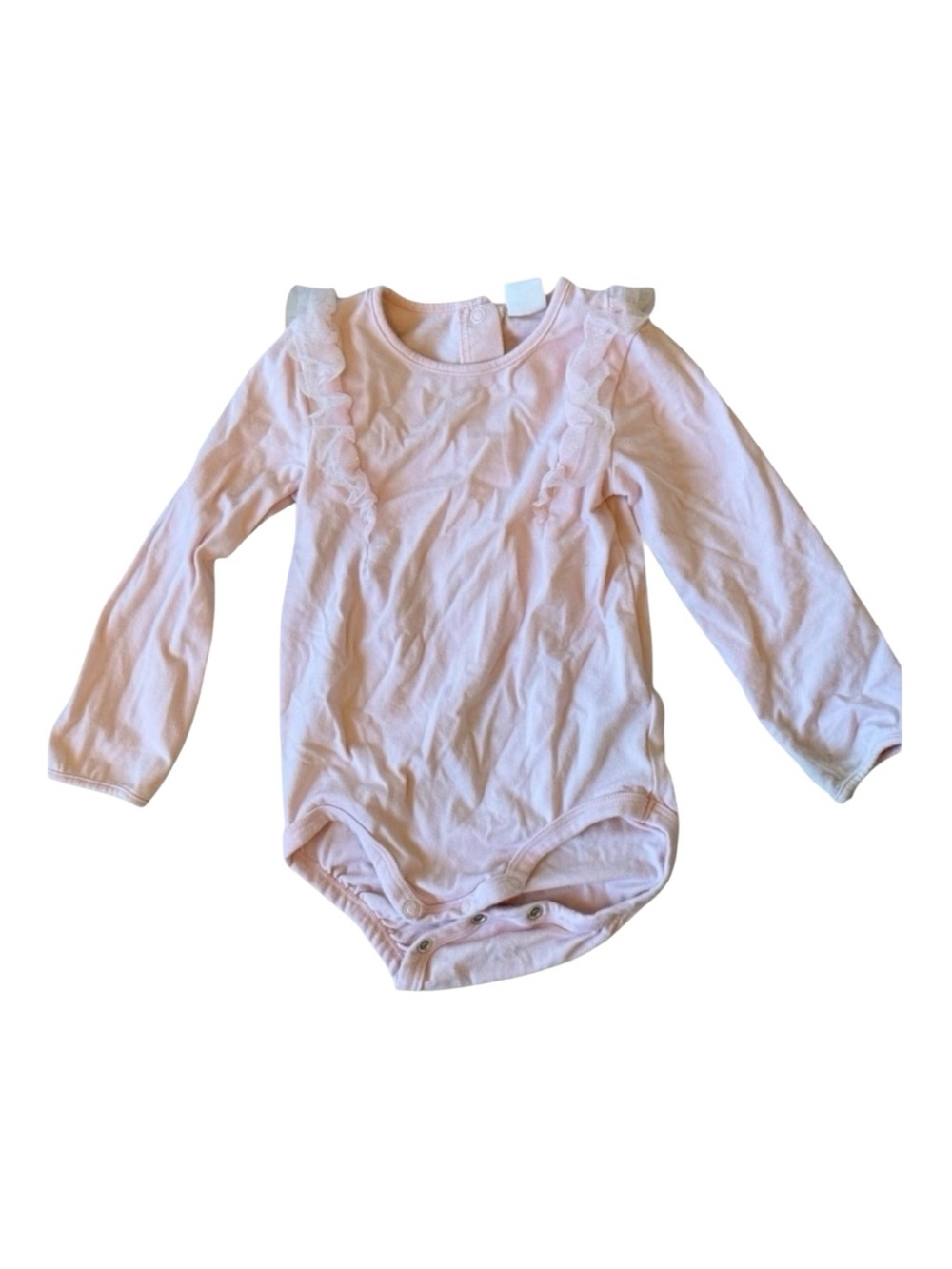 H&M pink baby girls' long-sleeve ruffled bodysuit- Size 18 months